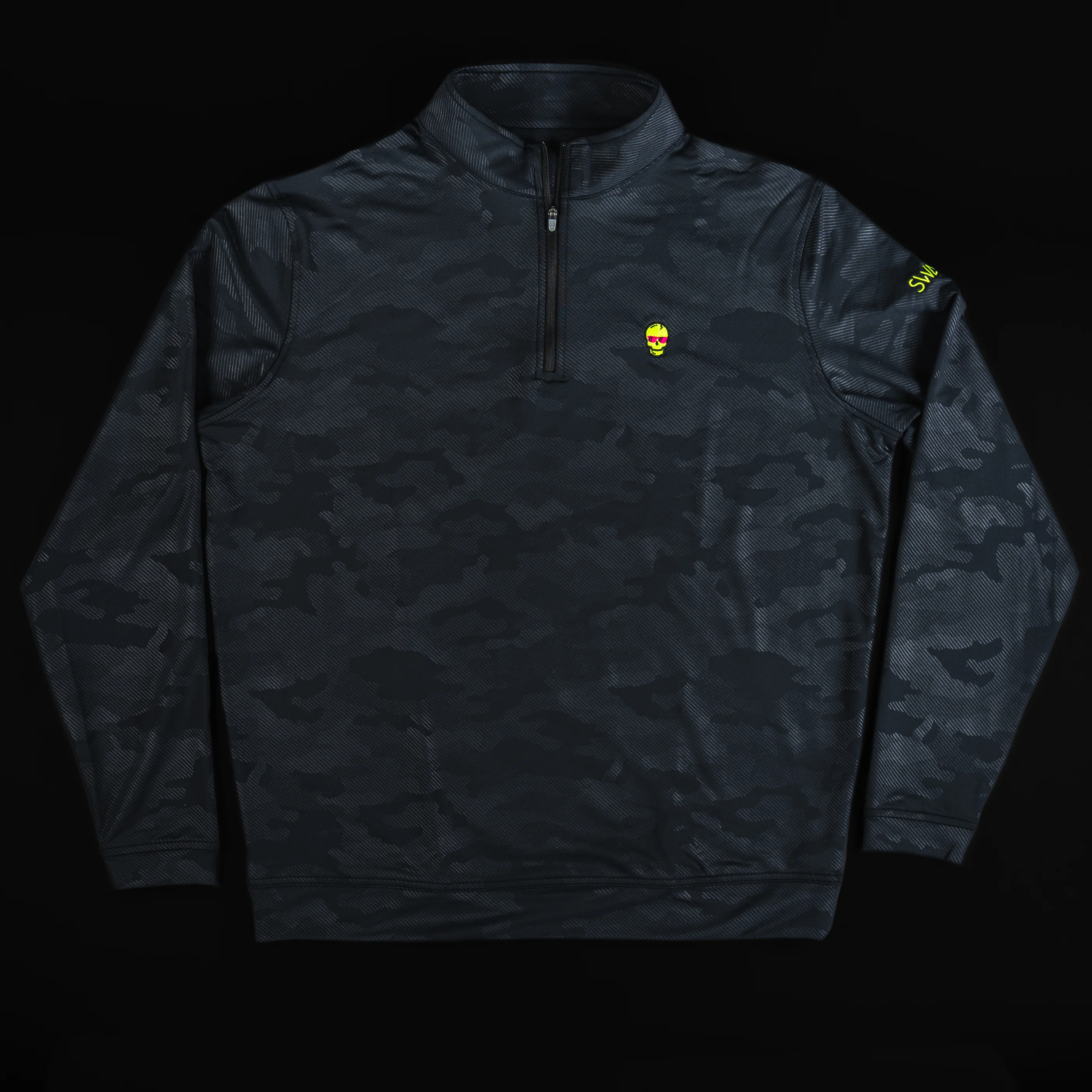 Black Camo Ecto Skull 1/4 Zip Pullover
